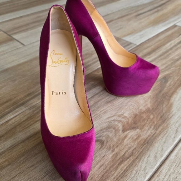 PRICED DROP! Christian Louboutin Def Daffodiles Purple Satin Shoes 160 Eur. 34.5 - Picture 4 of 16